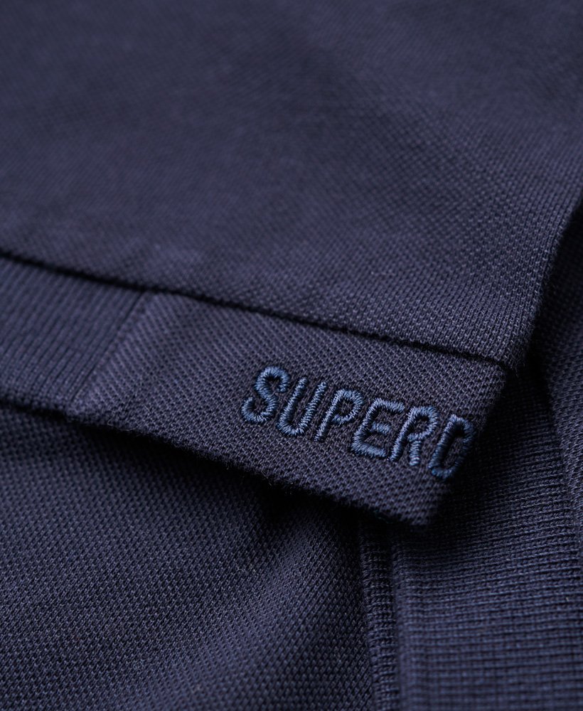 City Pique Polo-Eclipse Navy-Sleeve logo view