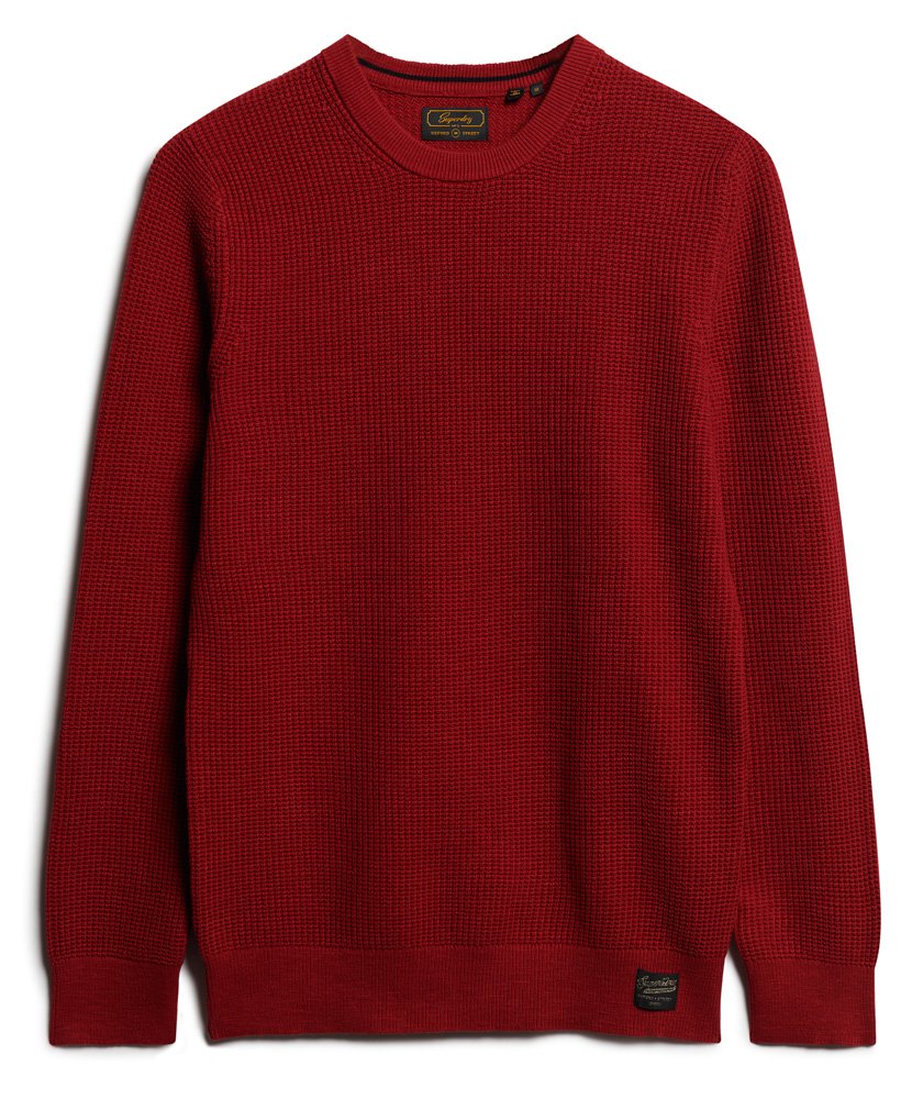 Textured Crew Knit Jumper-Deep Red