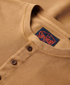 SUPERDRY Waffle Long Sleeve Henley Top-Classic Brown Camel Classic Brown Camel side view