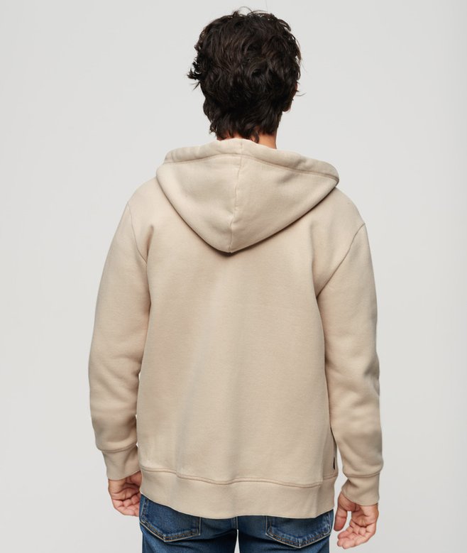 Essential Logo Zip Hoodie-Light Stone Beige-Back view