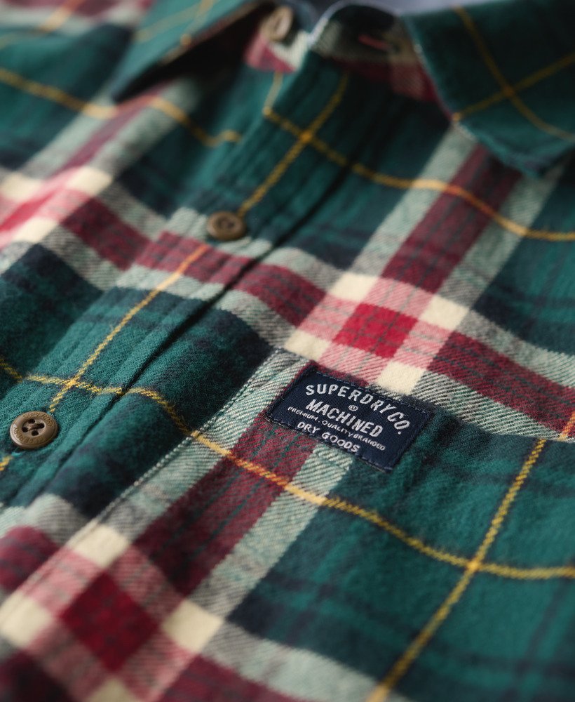 Cotton Lumberjack Shirt-Oregon Check Green-Front pocket view