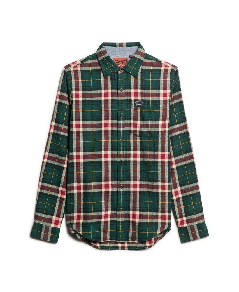 Cotton Lumberjack Shirt-Oregon Check Green-Front view