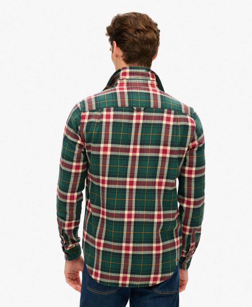 Cotton Lumberjack Shirt-Oregon Check Green-Back view