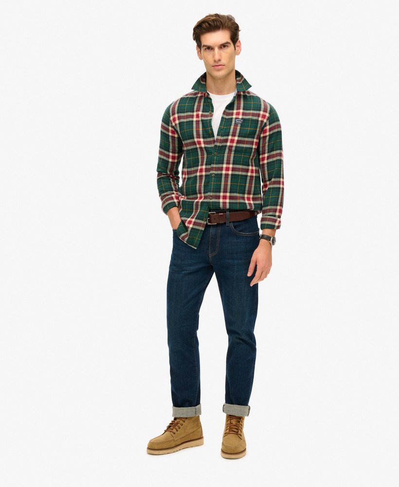 Cotton Lumberjack Shirt-Oregon Check Green-Full model view