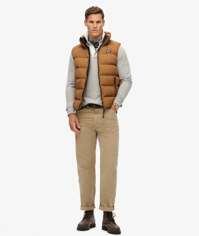 Sports Puffer Gilet-Denim Co Tobacco Brown