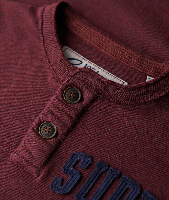 Vintage Athletic Grandad Top-Track Burgundy Marl-Button view