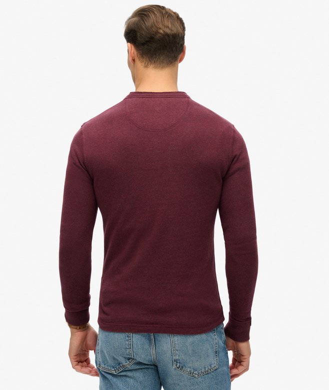 Vintage Athletic Grandad Top-Track Burgundy Marl-Back view