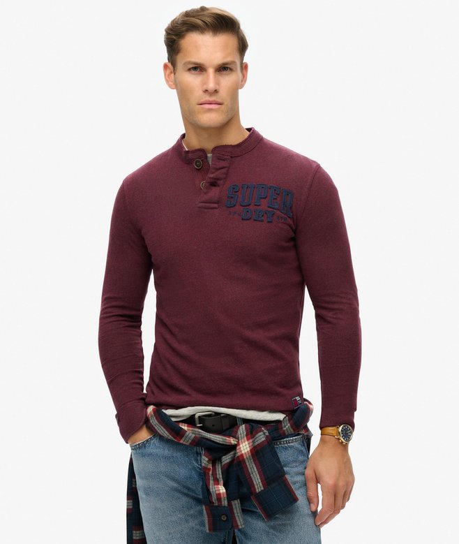 Vintage Athletic Grandad Top-Track Burgundy Marl