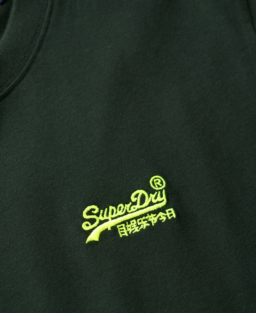 SUPERDRY Essential Logo Embroidered Tee-Forest Green/Fluro Yellow Forest Green/Fluro Yellow back view