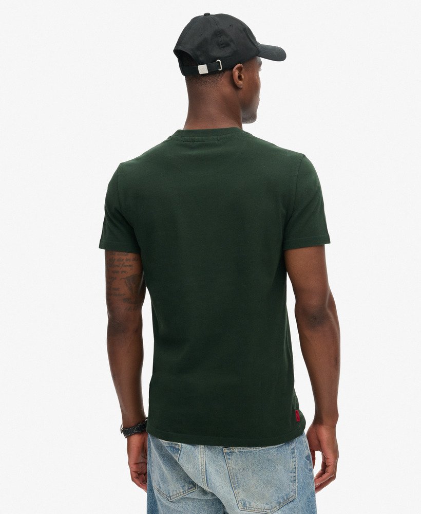 Essential Logo Embroidered Tee-Forest Green/Fluro Yellow-Back view