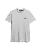 SUPERDRY Essential Logo Embroidered Light Grey Tee Light Grey Grindle Feeder flat front view