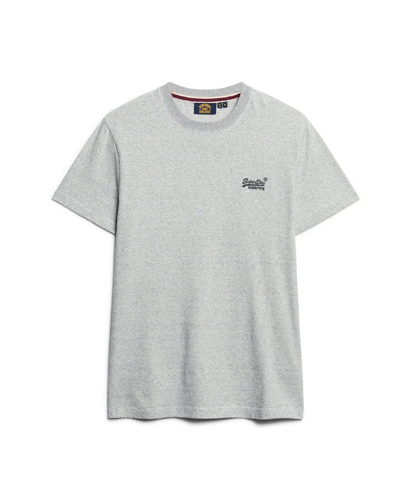 SUPERDRY Essential Logo Embroidered Light Grey Tee Light Grey Grindle Feeder flat front view
