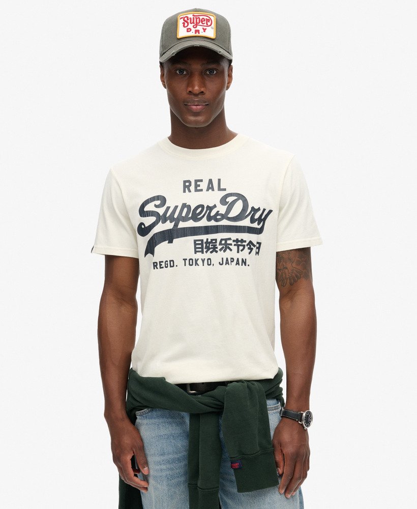 SUPERDRY Classic Vintage Logo Graphic Tee-Ecru Ecru front view