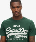 SUPERDRY Vintage Logo Graphic T-Shirt-Enamel Green Enamel Green model front view