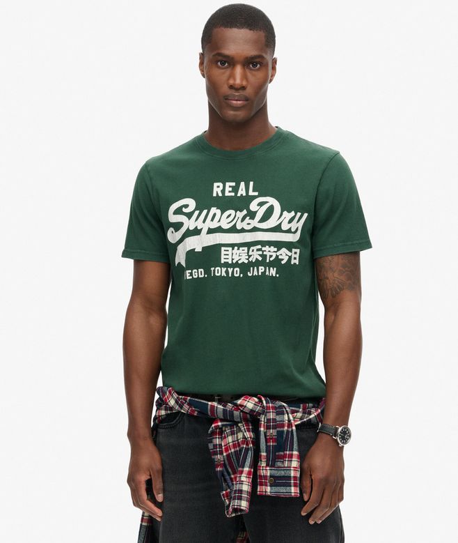 SUPERDRY Vintage Logo Graphic T-Shirt-Enamel Green Enamel Green front view