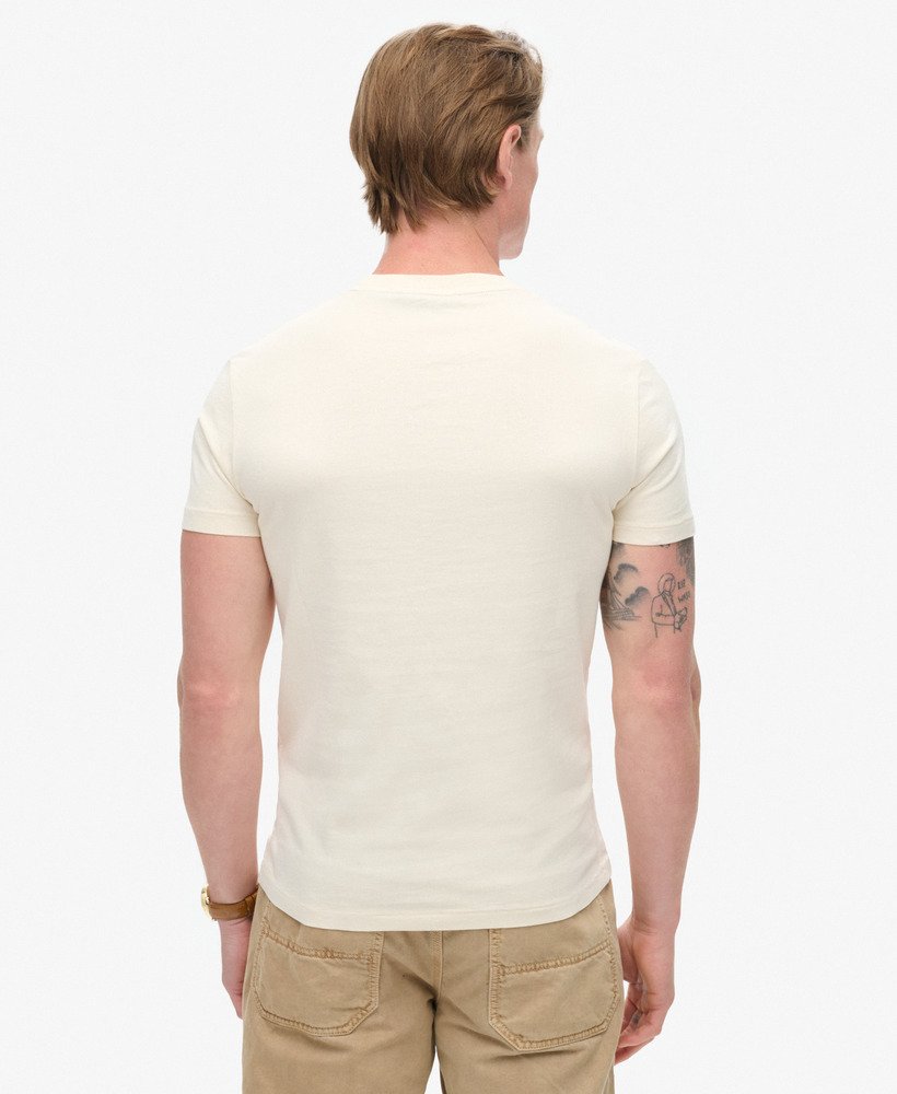 SUPERDRY Essential Washed Pocket Tee-Washed Chalk Washed Chalk model front view