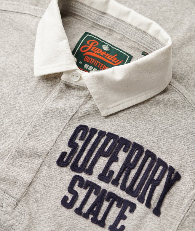 Vintage Athletic Rugby Sweat Light Grey Top-Collar view