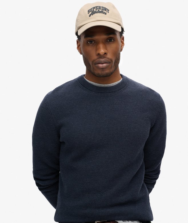 SUPERDRY Textured Crew Knit Jumper-Eclipse Navy Heather Eclipse Navy Heather detail view