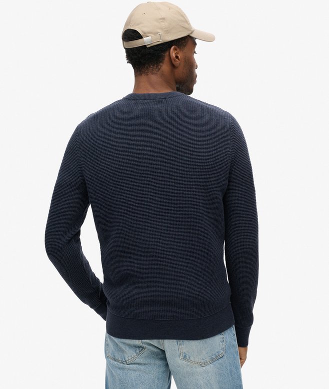 Textured Crew Knit Jumper-Eclipse Navy Heather-Back view