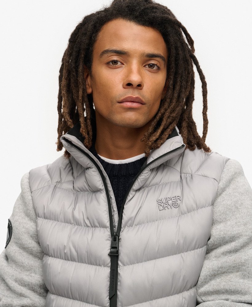 Storm Knit Grey Marl Hybrid Bomber Jacket-Close up