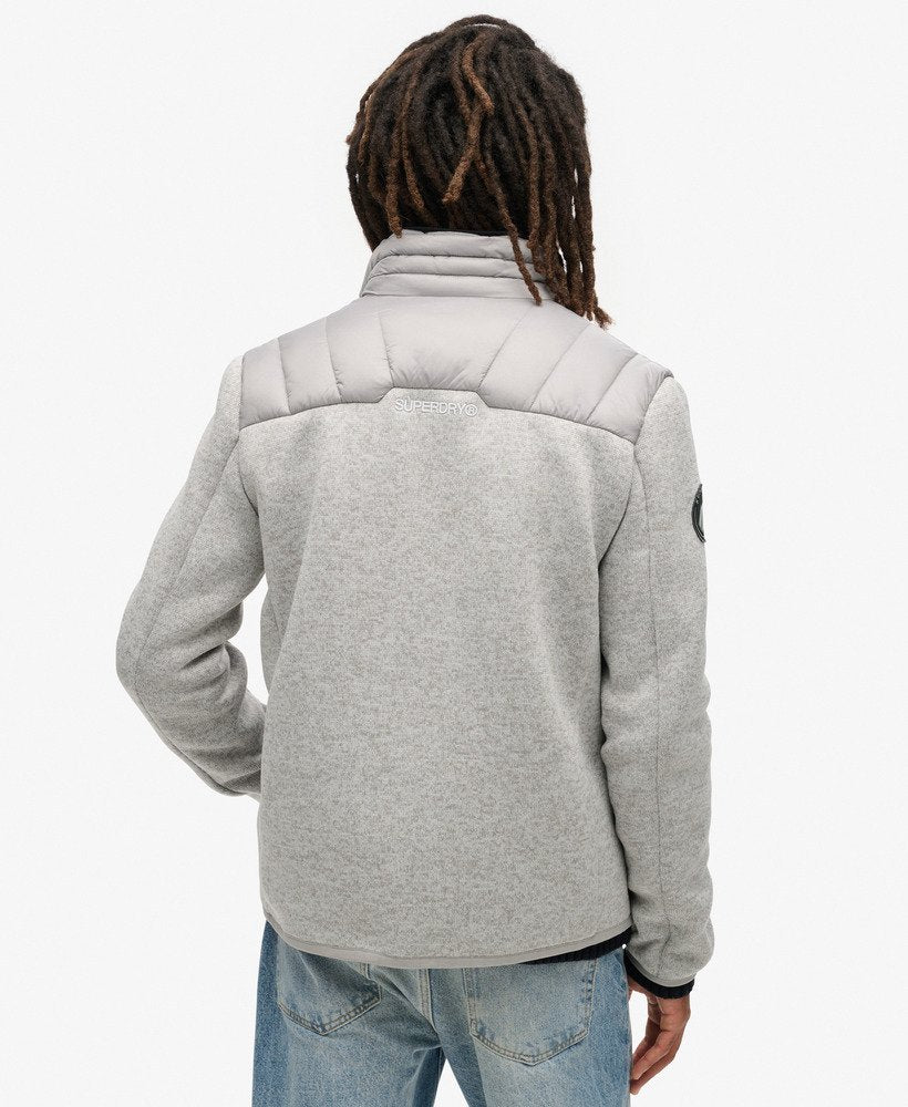 SUPERDRY Storm Knit Grey Marl Hybrid Bomber Jacket Grey Marl back view