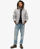 SUPERDRY Storm Knit Grey Marl Hybrid Bomber Jacket Grey Marl model front view