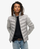 SUPERDRY Storm Knit Grey Marl Hybrid Bomber Jacket Grey Marl front view