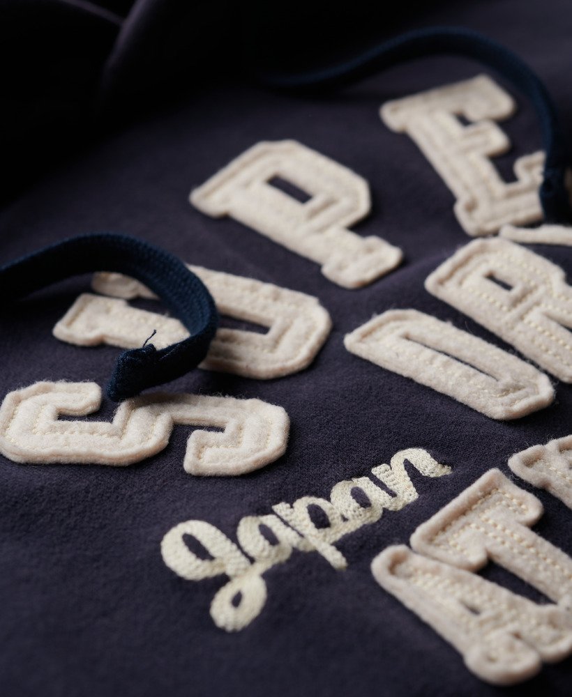 Vintage Athletic Hoodie-Eclipse Navy-Front logo view