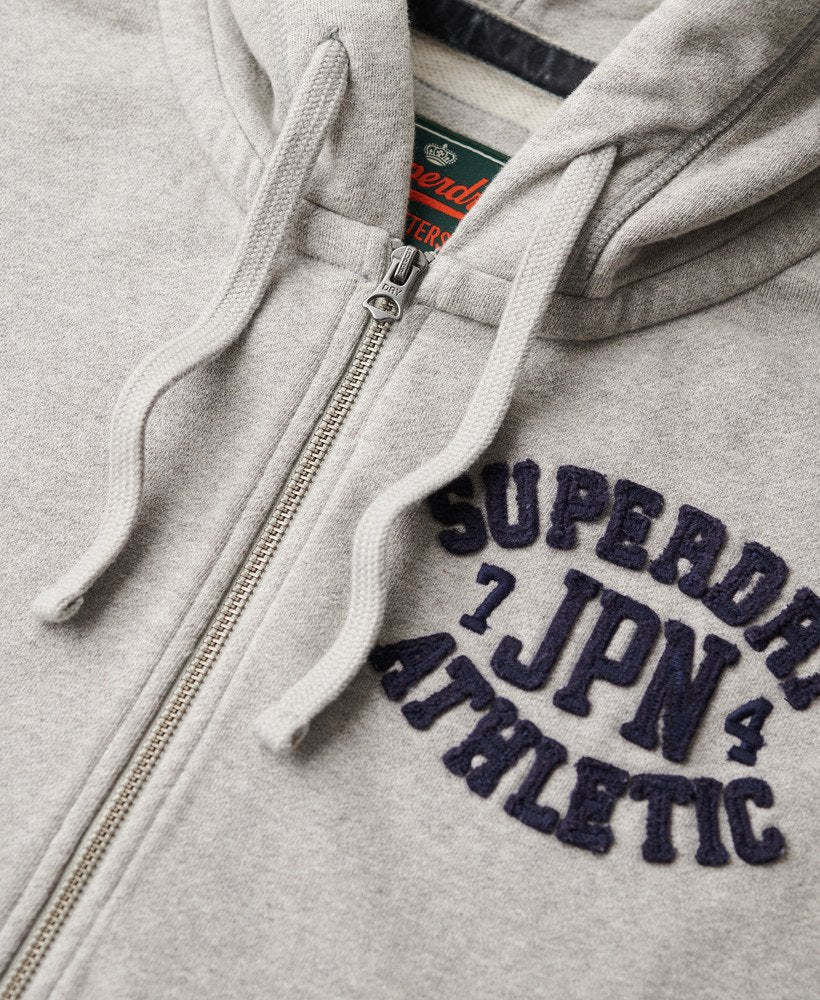 Vintage Athletic Ziphood-Light Grey Marl-Zip view