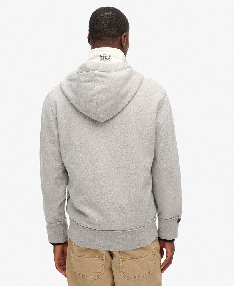 SUPERDRY Vintage Athletic Ziphood-Light Grey Marl Light Grey Marl back view