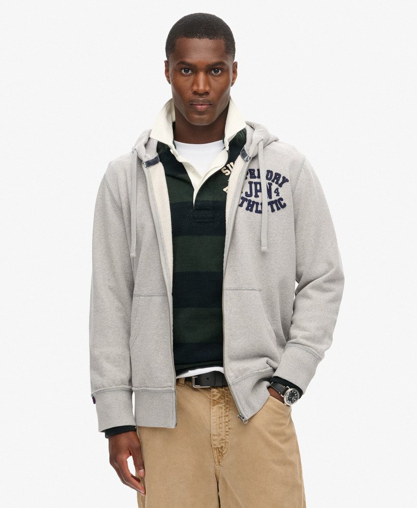 SUPERDRY Vintage Athletic Ziphood-Light Grey Marl Light Grey Marl front view
