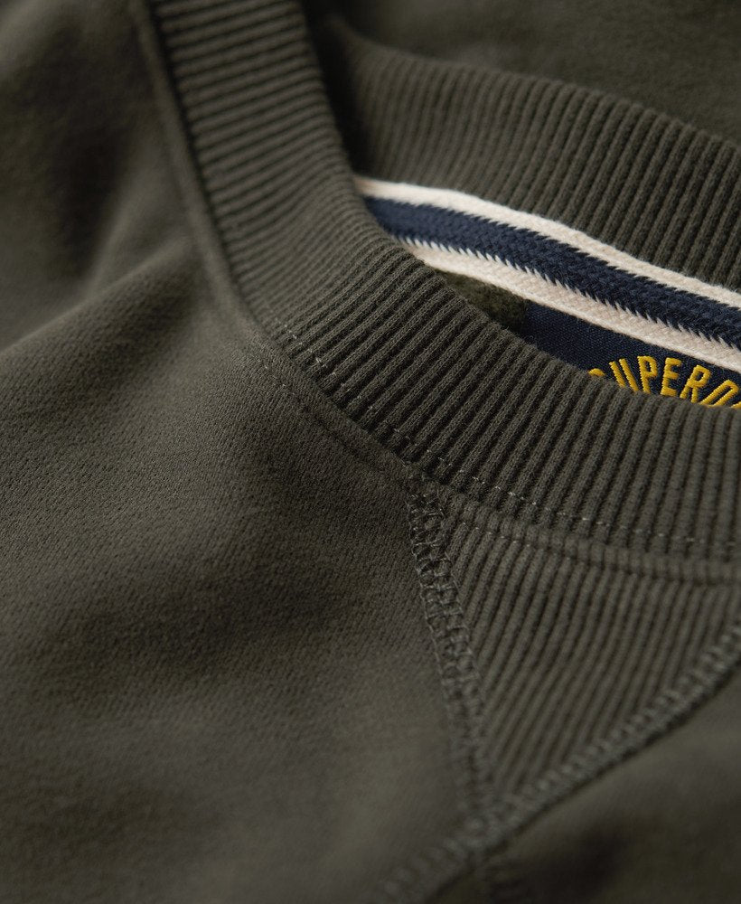 Essential Logo Crew Sweatshirt-Dark Grey Green-Collar view