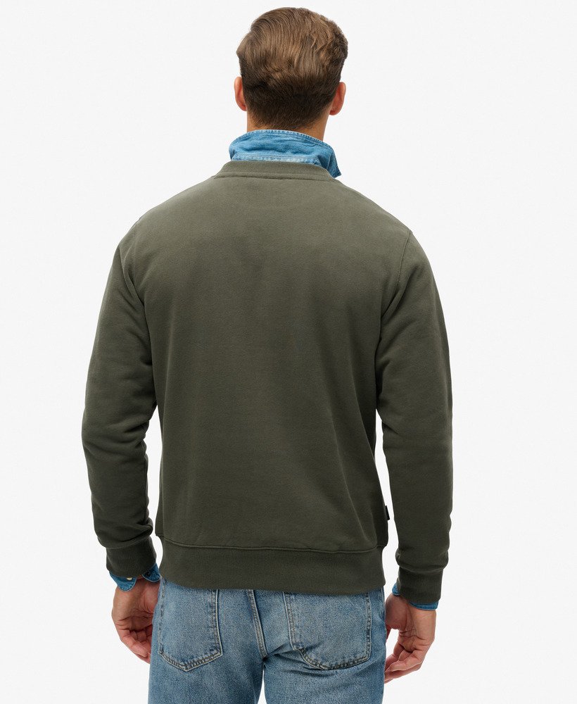 Essential Logo Crew Sweatshirt-Dark Grey Green-Back view