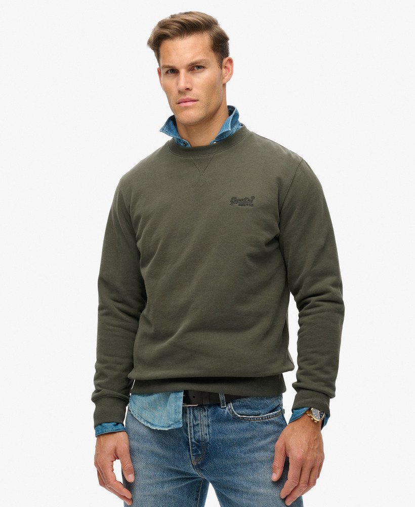 Essential Logo Crew Sweatshirt-Dark Grey Green