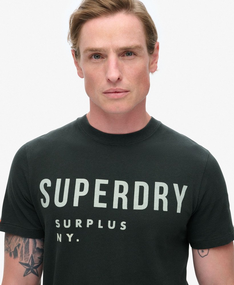 Surplus Graphic Washed Black T-shirt-Close up view