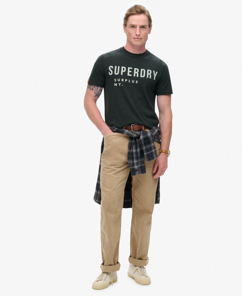 SUPERDRY Surplus Graphic Washed Black T-shirt Washed Surplus Black model front view