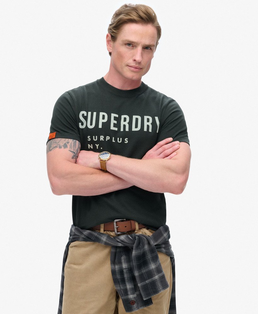 SUPERDRY Surplus Graphic Washed Black T-shirt Washed Surplus Black front view