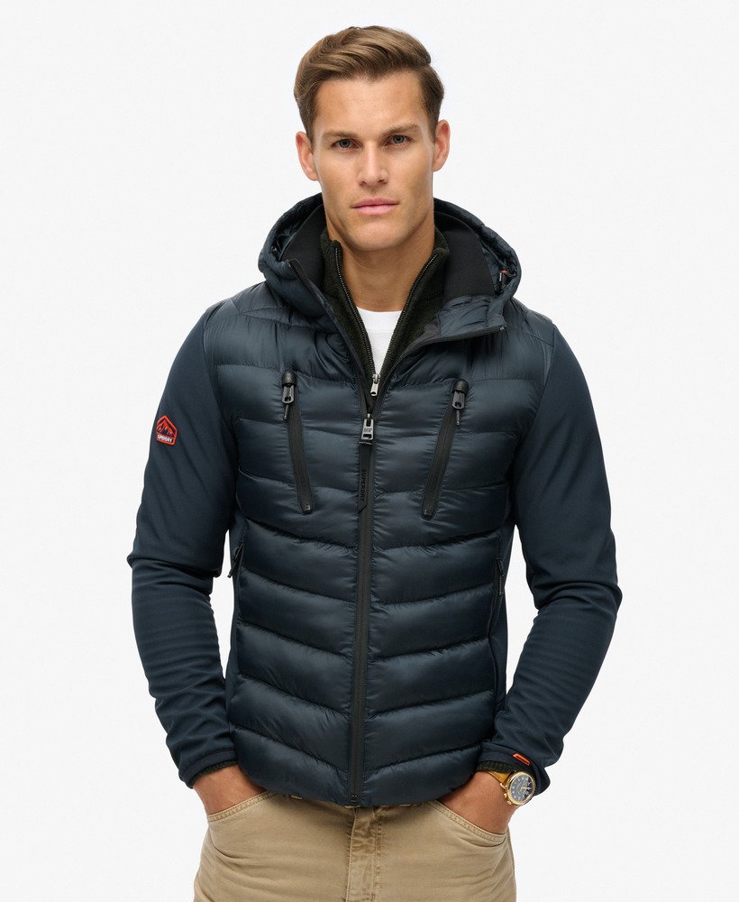 Hooded Storm Softshell Navy Jacket-Close up