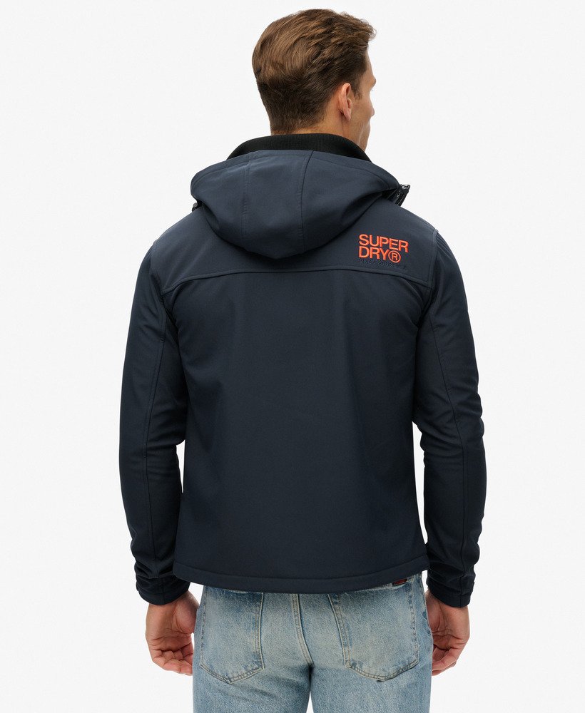 Hooded Soft Shell Trekker Navy Jacket-Back view