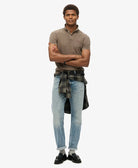 SUPERDRY Vint Destroy Polo-Destroy Morel Brown Destroy Morel Brown model front view