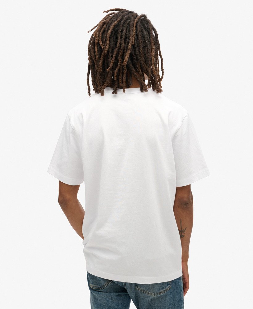 Micro Logo Graphic Loose Tee-Brilliant White-Back view