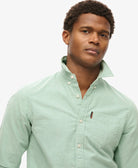 SUPERDRY Cotton Long Sleeve Oxford Sage Green Shirt Sage Green detail view