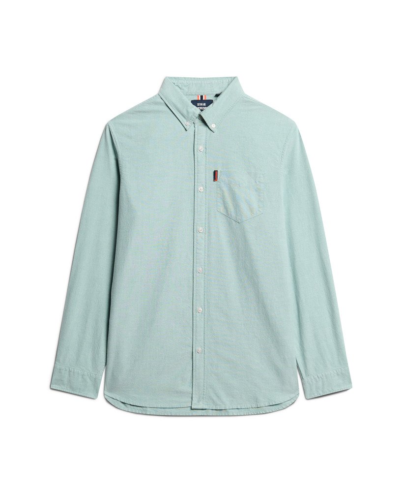 Cotton Long Sleeve Oxford Sage Green Shirt-Front view