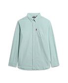 SUPERDRY Cotton Long Sleeve Oxford Sage Green Shirt Sage Green side view