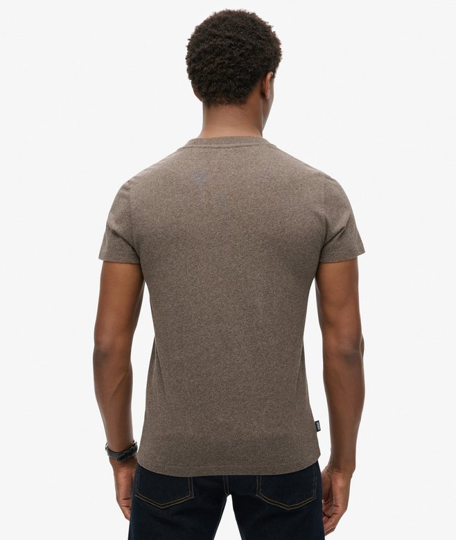 Essential Logo Embroidered Tee-Cocoa Brown Marl-Back view