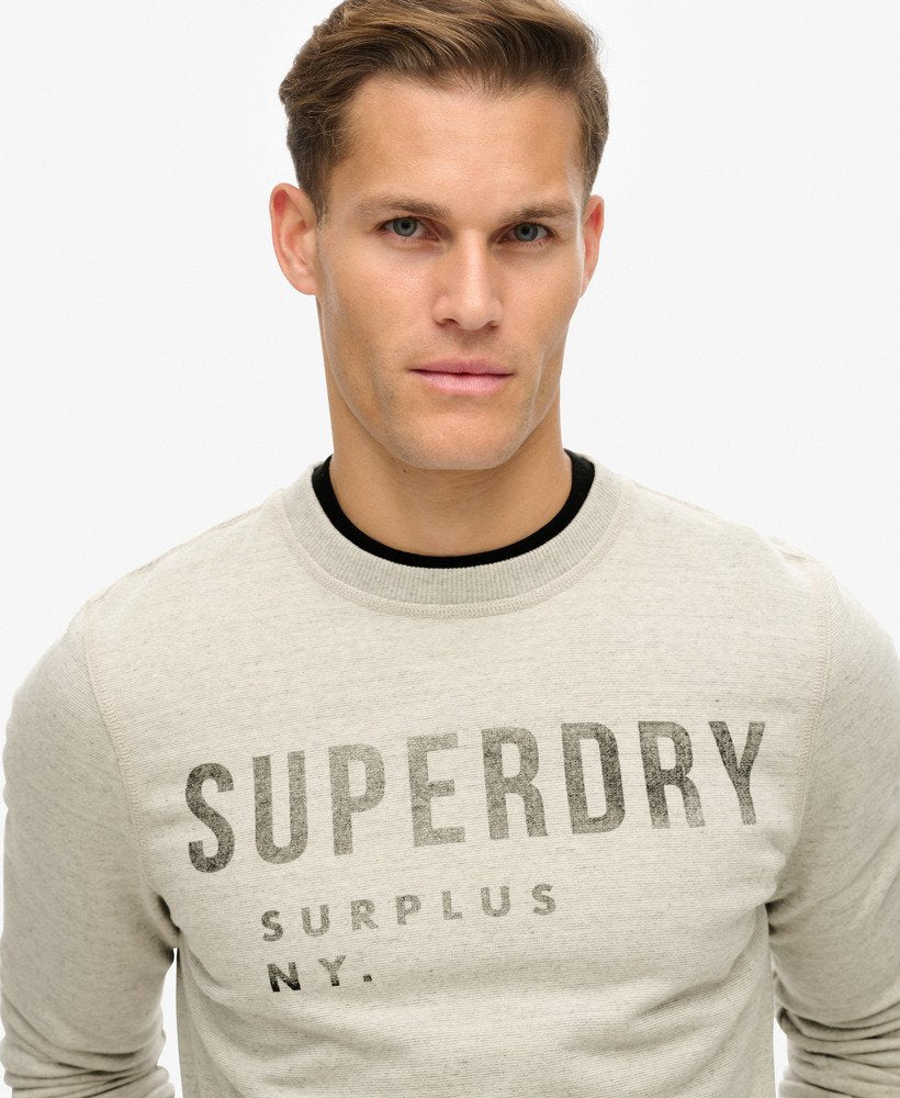 Surplus Graphic Grey Crew Jumper-Close up view