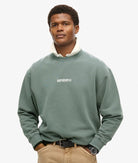 Micro Logo Graphic Loose Crew Sweatshirt-Stormy Weather Blue