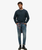 SUPERDRY Essential Logo Crew Sweatshirt-Eclipse Navy Eclipse Navy model front view