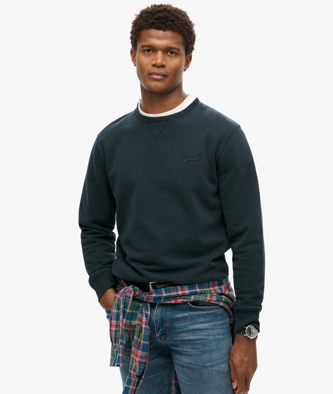 SUPERDRY Essential Logo Crew Sweatshirt-Eclipse Navy Eclipse Navy front view