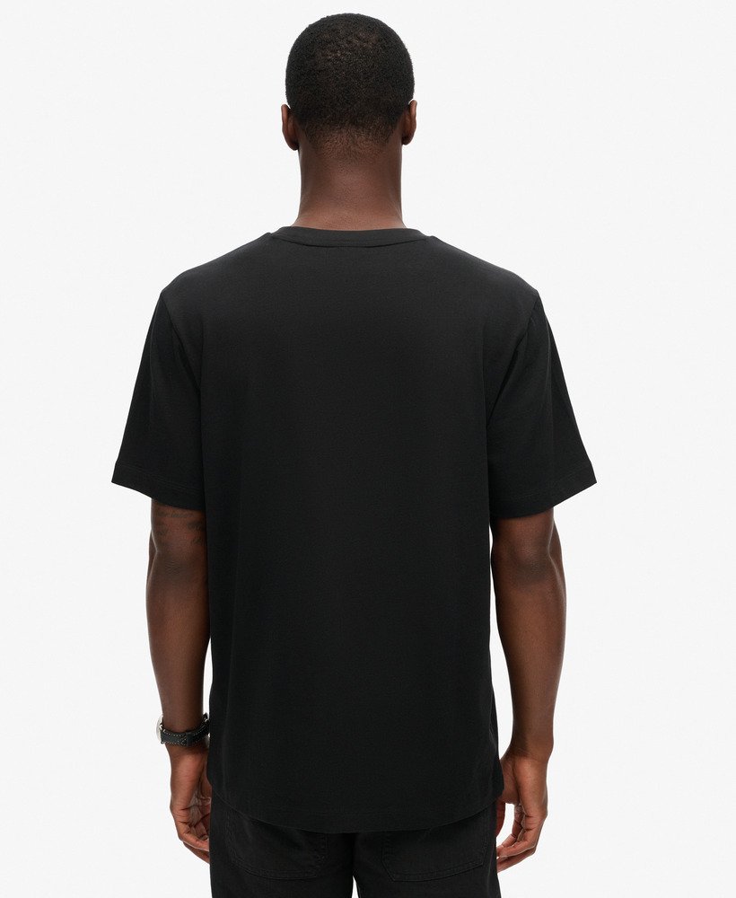 Micro Logo Graphic Loose Tee-Black-Back view